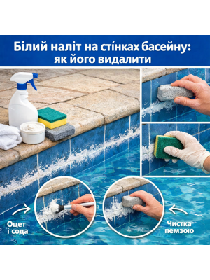 Білий наліт на стінках басейну: як його видалити?